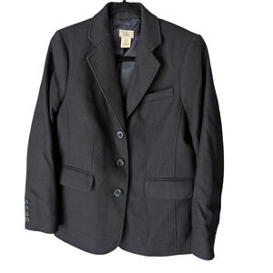 L.L.Bean Cashmere Wool Tailored Blazer in Navy Blue Size Reg 10 VGUC